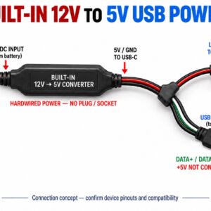 BIOSIS built-in 12V to 5V USB power and data cable for Careem device and taxi meter