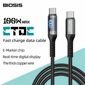 BioSis 100W USB-C Fast Charging Cable with LED Display